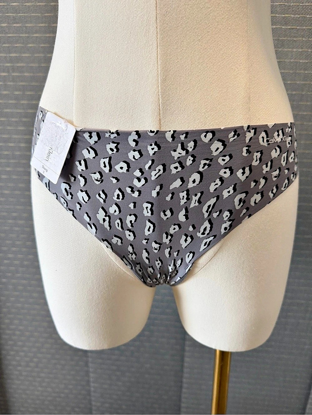 Calvin Klein Invisibles Gray Animal Print Seamless Thong